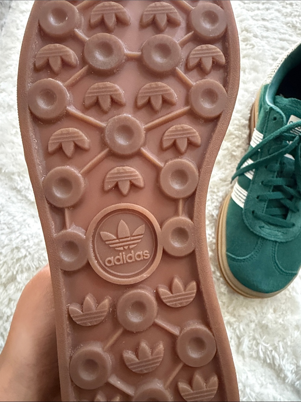adidas Gazelle Platform Sneakers in Green and White with Gum Sole - Picture 3 of 6